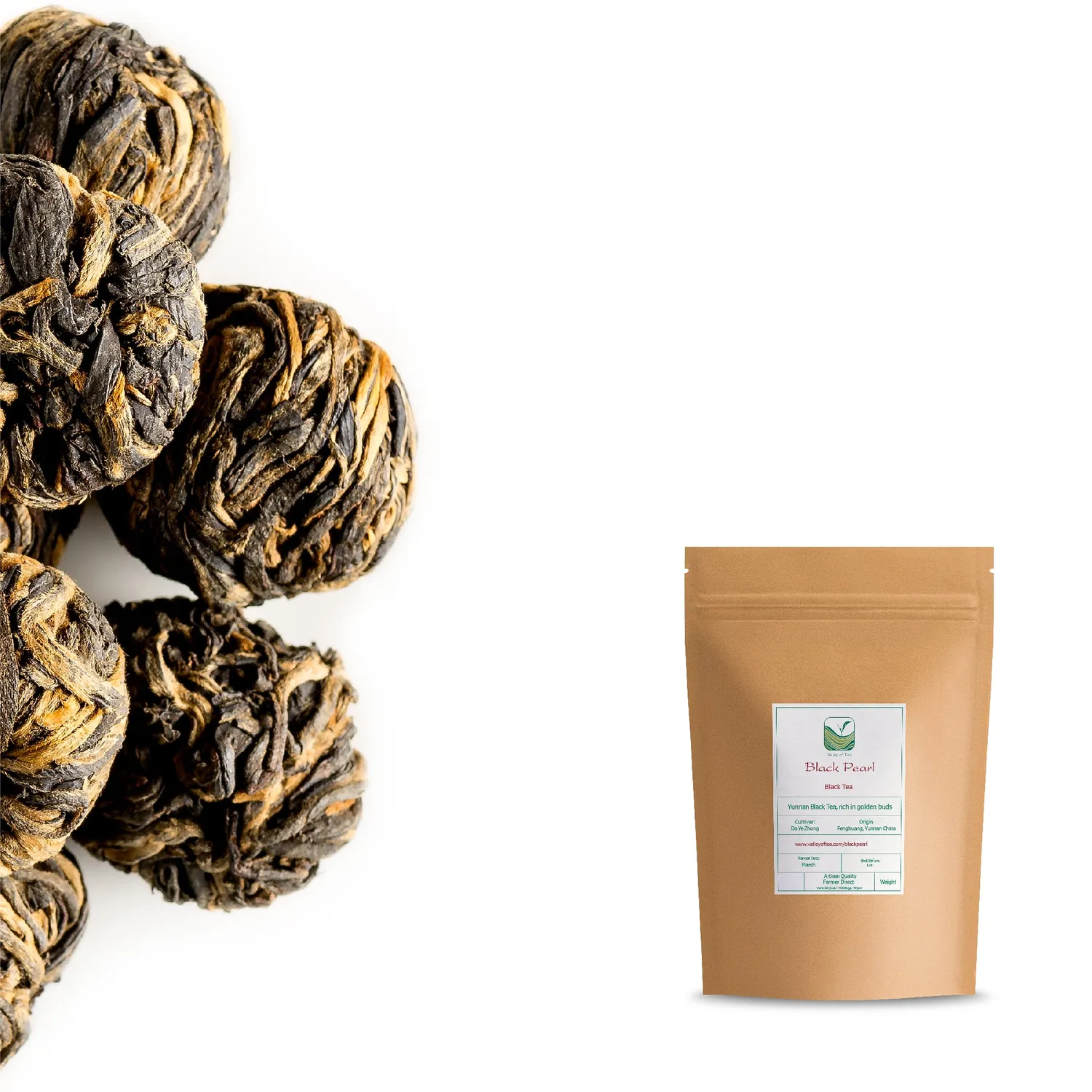 Valley of Tea Yunnan Pärl svart te 100g maltig