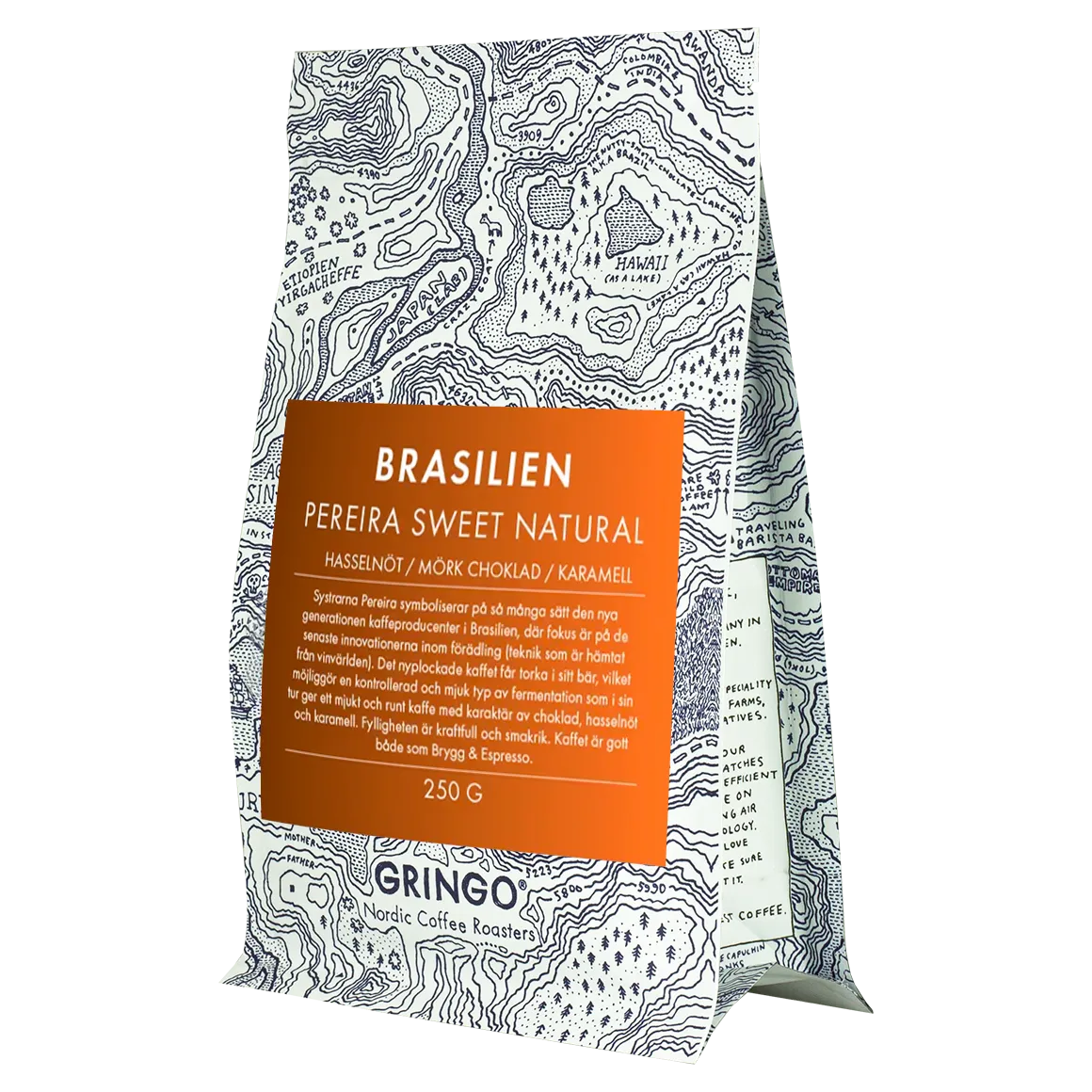 Gringo Brasilien Pereira kaffe 250 g natural söt