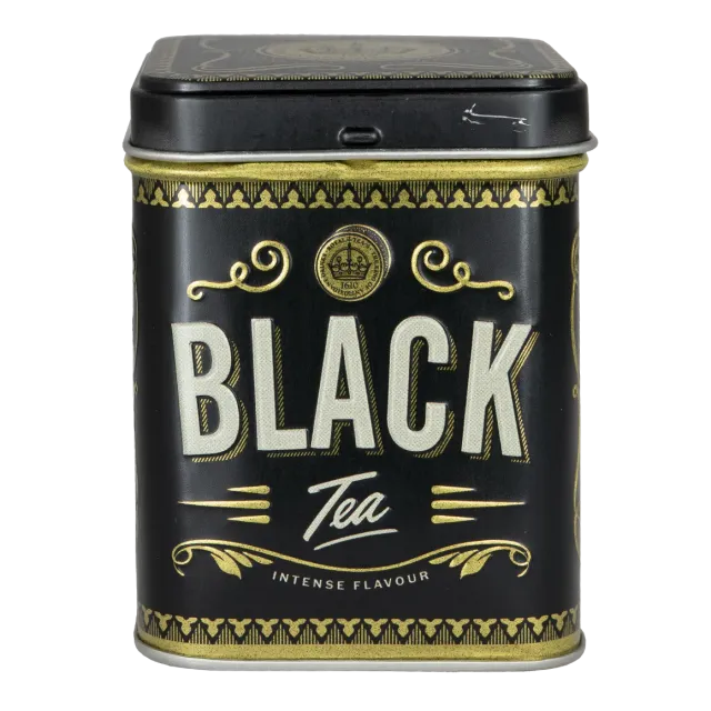 Bönor & Blad Black Tea teburk plåt svart