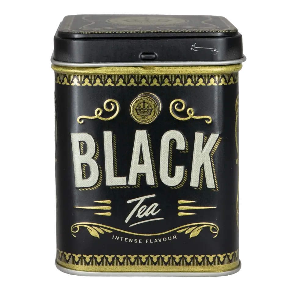 Bönor & Blad Black Tea teburk plåt svart