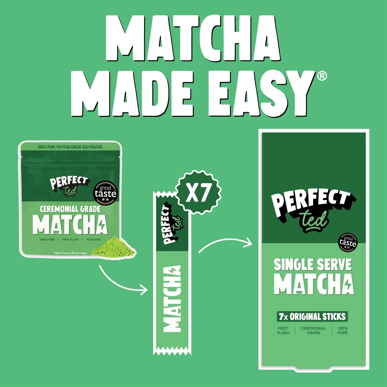 Perfect Ted Single Serve matcha sticks 7x1,5g ceremoniell