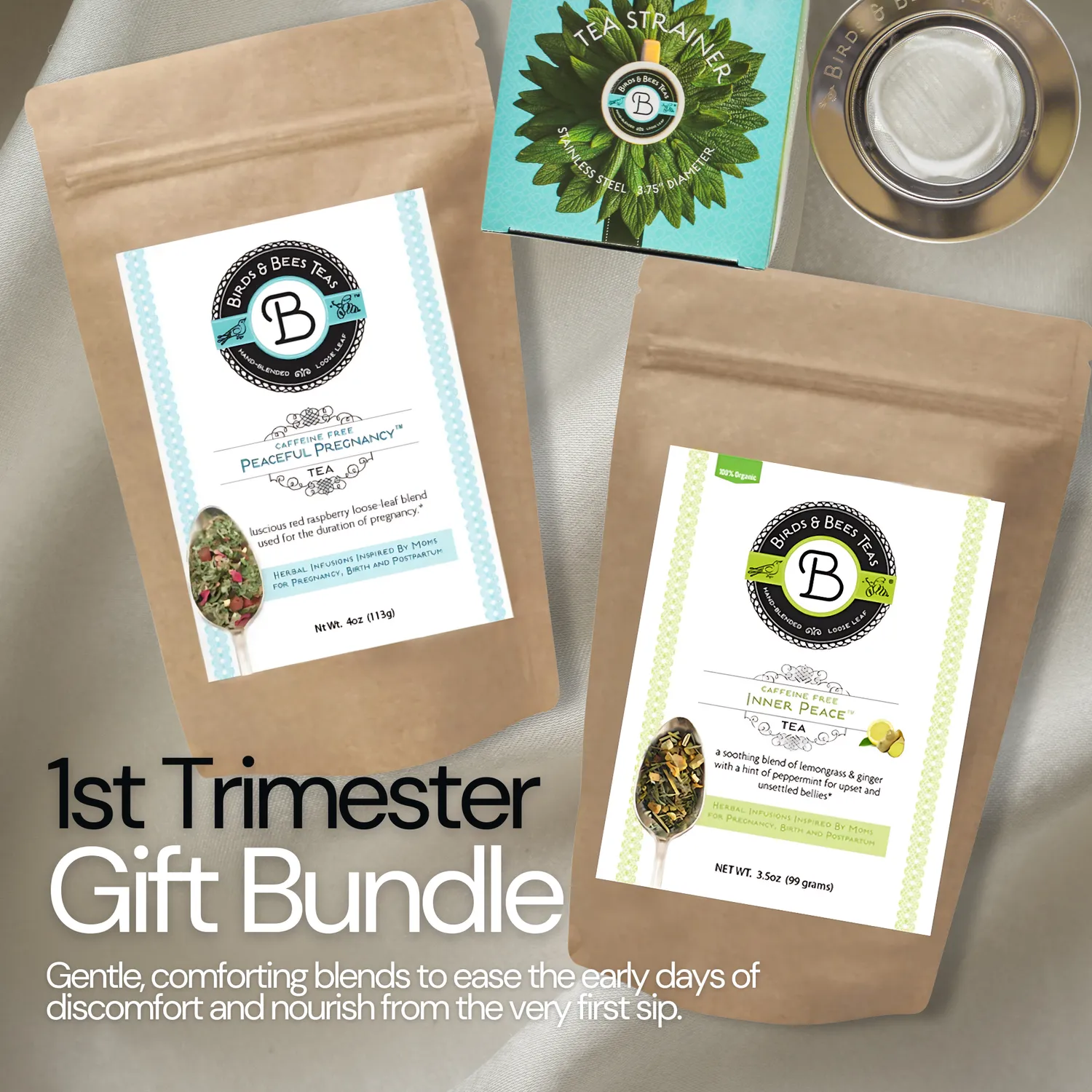 Birds & Bees Tea Trimester Bundle gravidte paket med sil