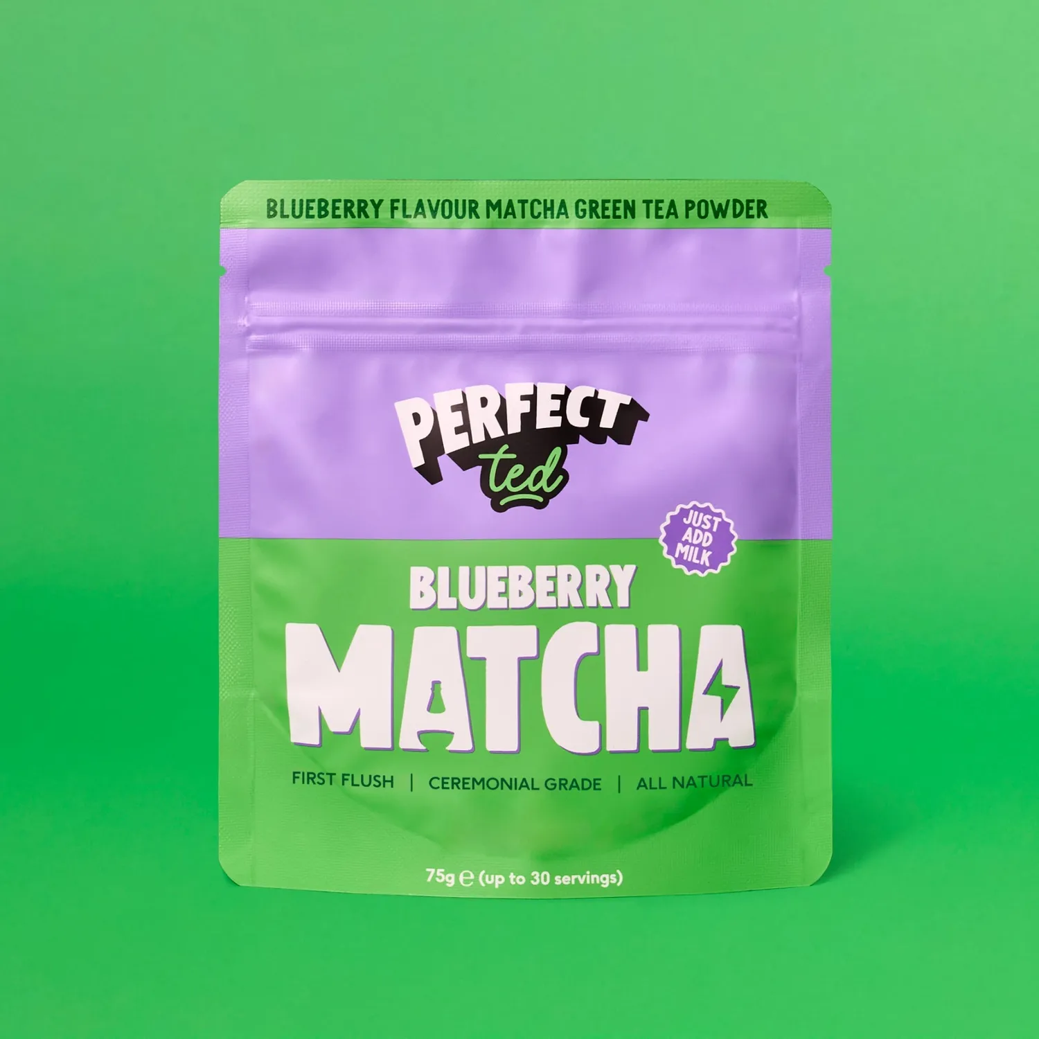 Perfect Ted Blueberry Matcha pulver 75g – bärsmak