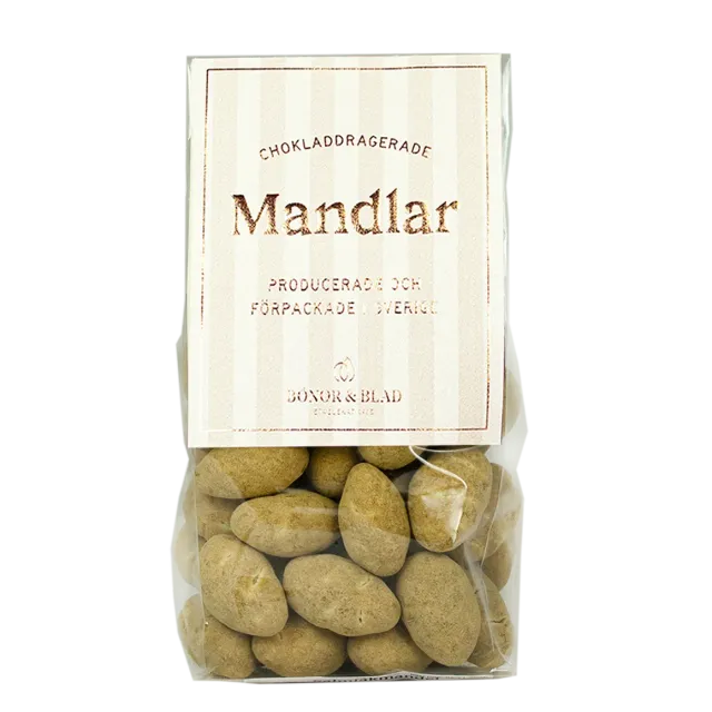 Bönor & Blad salmiakmandel i vit choklad söt-salt