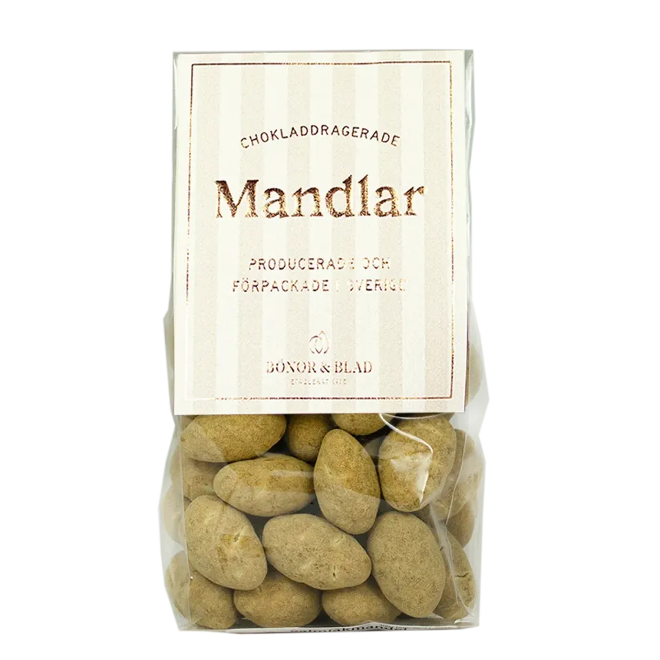 Bönor & Blad salmiakmandel i vit choklad söt-salt