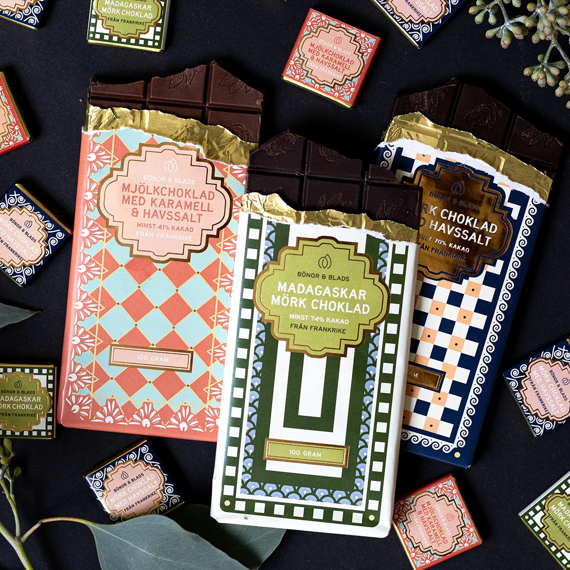Bönor & Blad Karamell Havssalt mjölkchoklad ekologisk