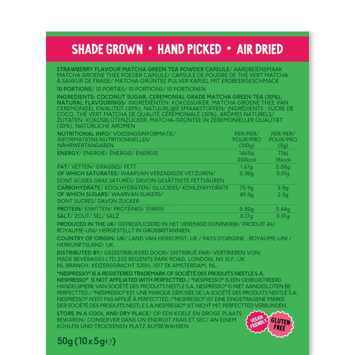 Perfect Ted Strawberry Matcha kapslar 10-pack jordgubb