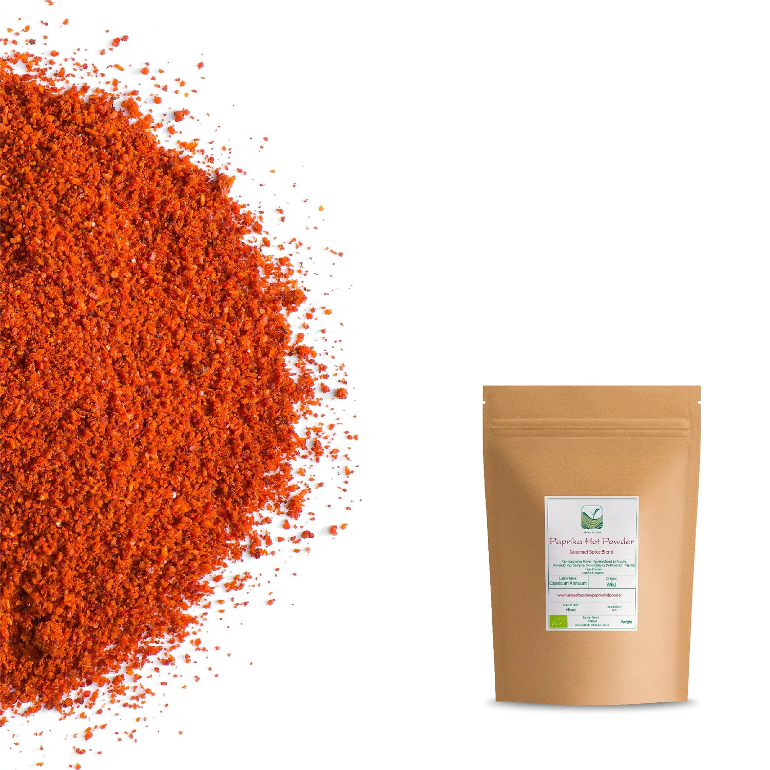 Valley of Tea Paprika Pulver krydda 100g rökig het