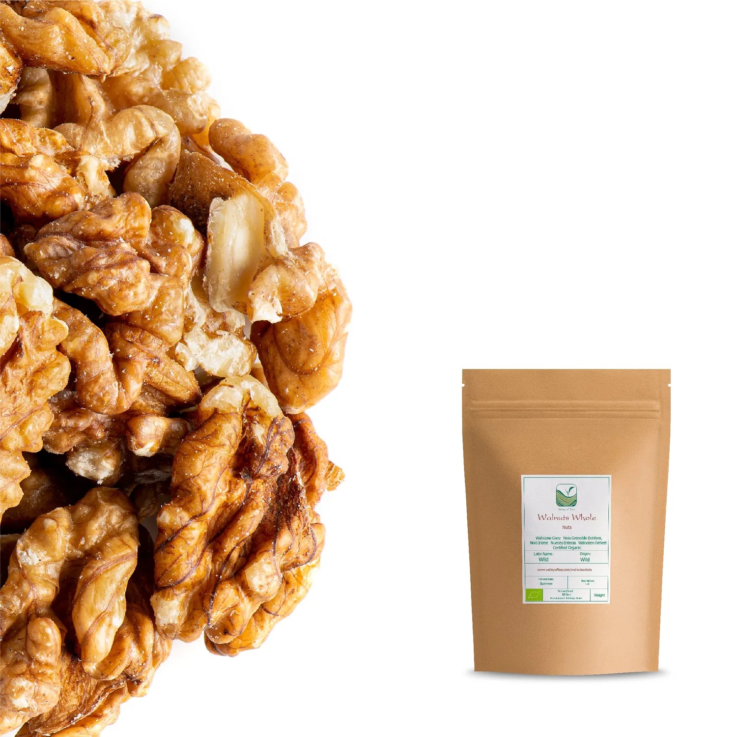 Valley of Tea Valnötter hela 700g ekologiska snack