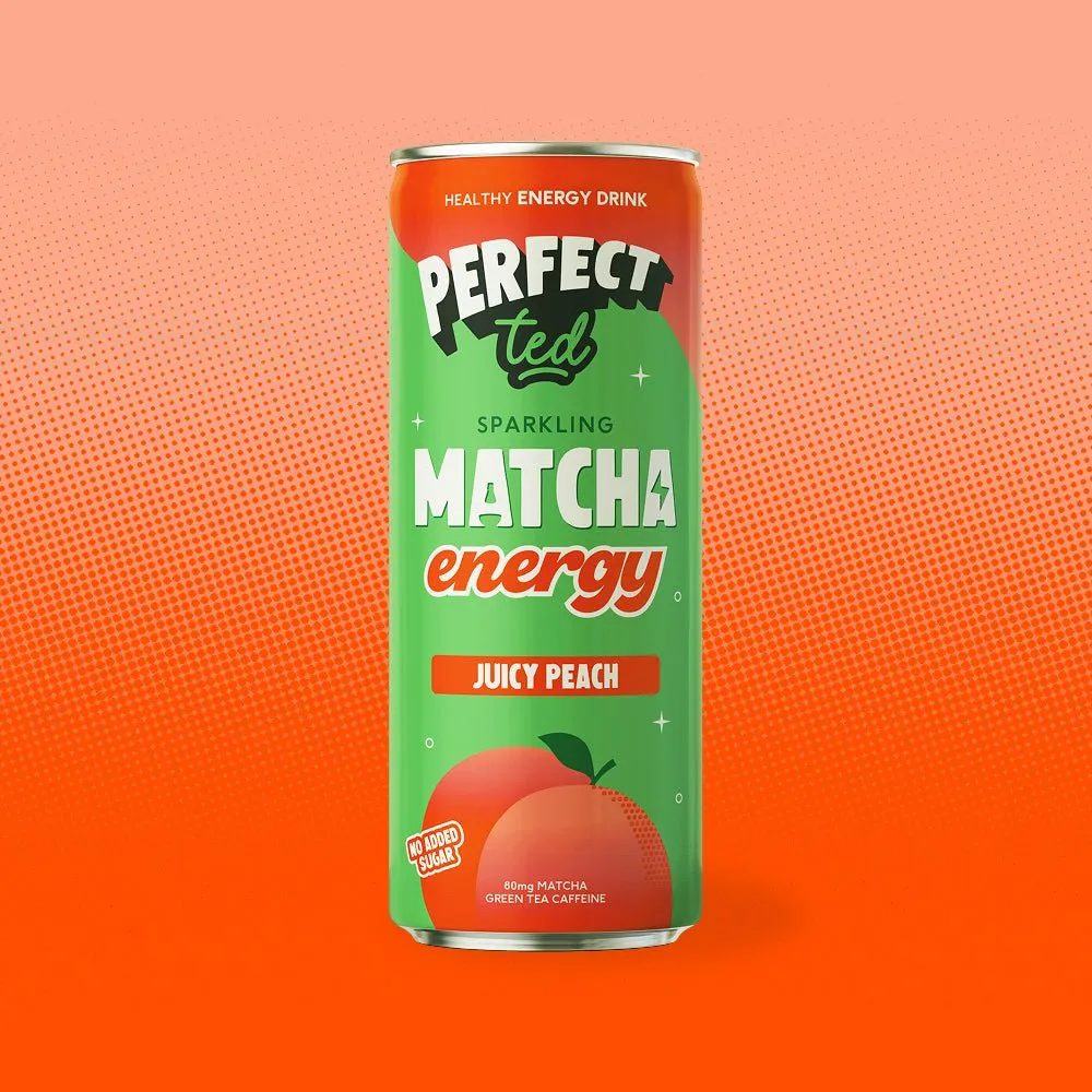 Perfect Ted Juicy Peach matcha energidryck 12-pack
