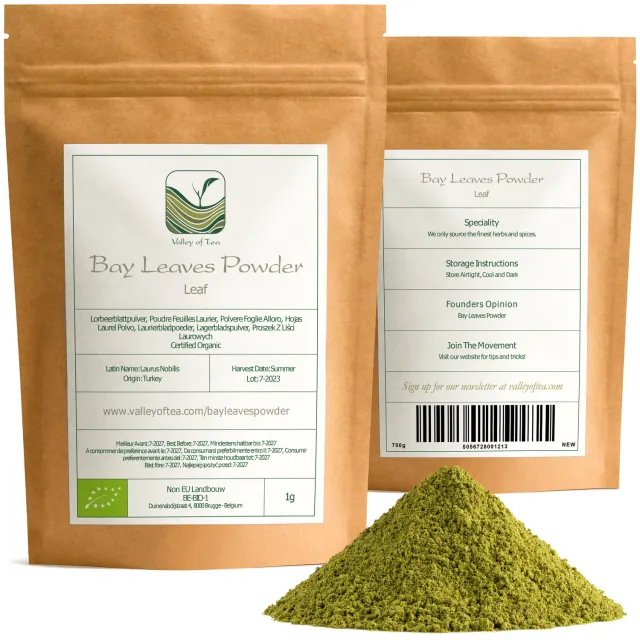 Valley of Tea Lagerbladspulver krydda Liten ekologisk