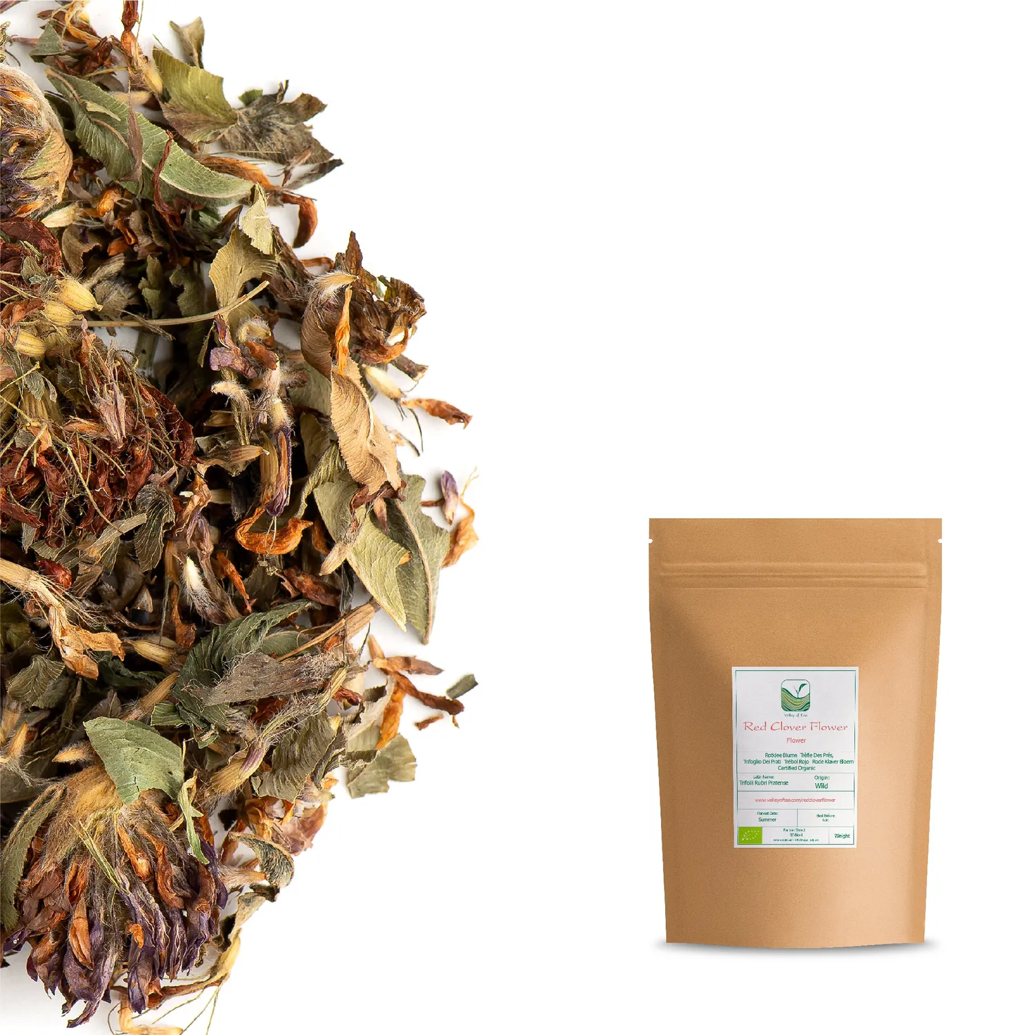 Valley of Tea Rödklöverblommor örtte 100g koffeinfri