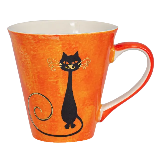 Bönor & Blad Mitsy Kopp Orange kattmotiv 10 cm