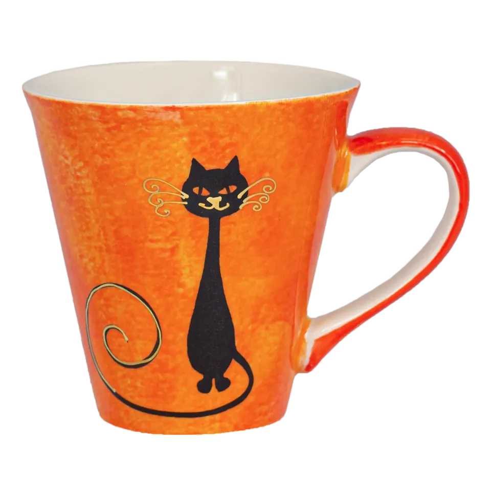 Bönor & Blad Mitsy Kopp Orange kattmotiv 10 cm