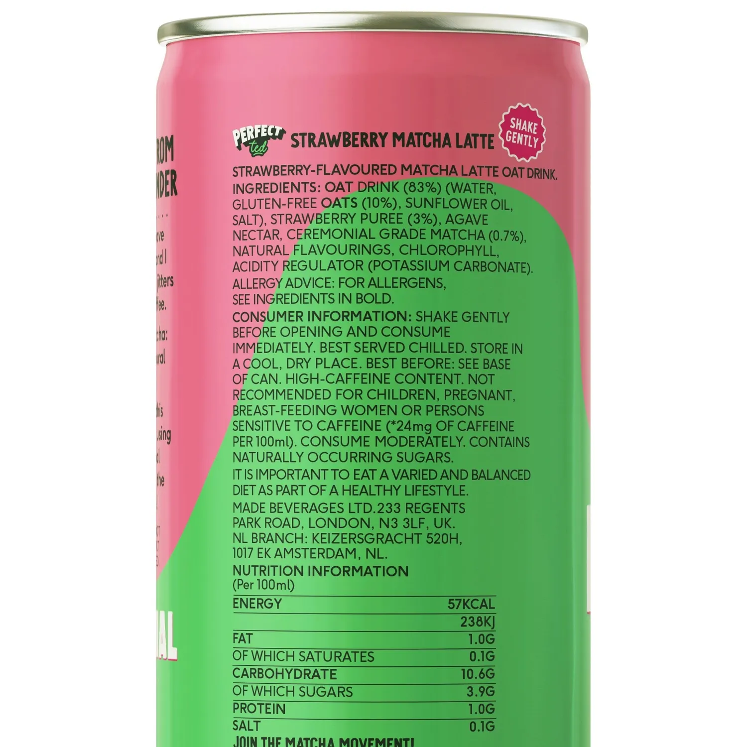 Perfect Ted Strawberry Oat matcha latte jordgubb 12-pack