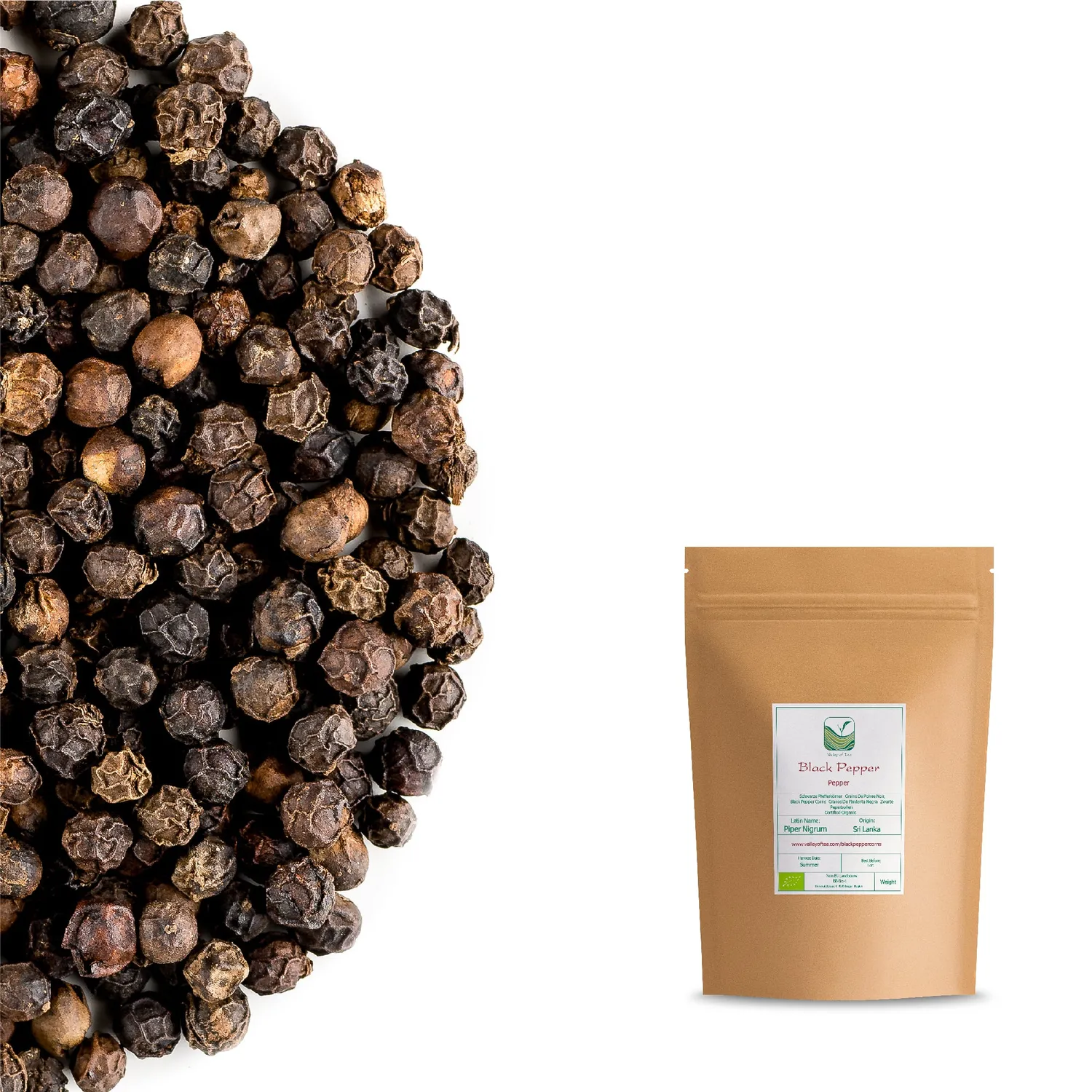 Valley of Tea Svartpeppar krydda 200g hel rökig
