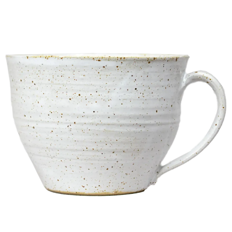 Trollgods Vit kopp 4,5 dl handdrejad stengods tekopp