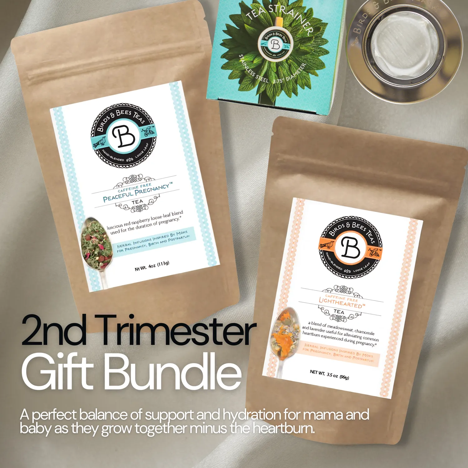 Birds & Bees Tea Trimester Bundle gravidte paket med sil