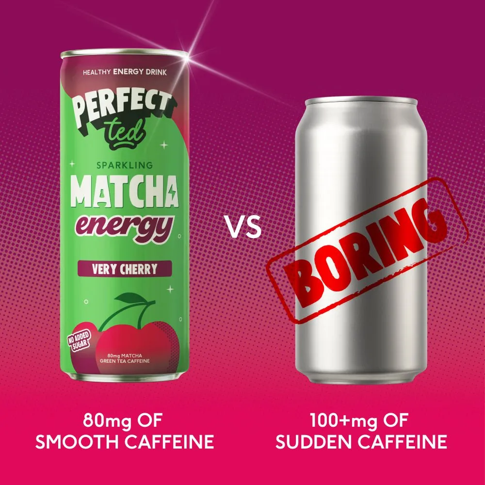 Perfect Ted Very Cherry matcha energidryck 12-pack körsbär