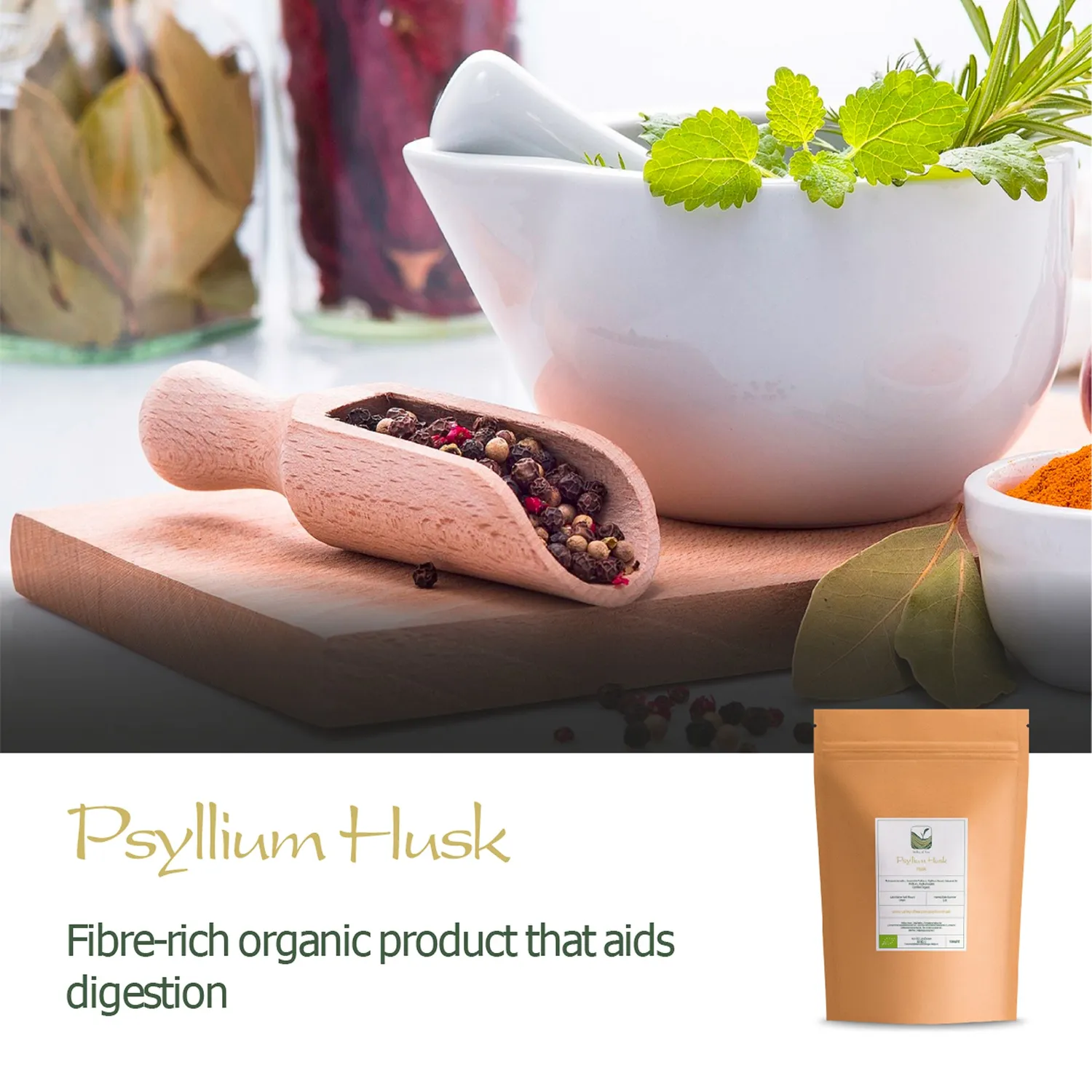 Valley of Tea Psylliumfröskal pulver 100g fiber