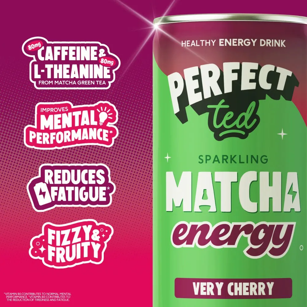 Perfect Ted Very Cherry matcha energidryck 12-pack körsbär