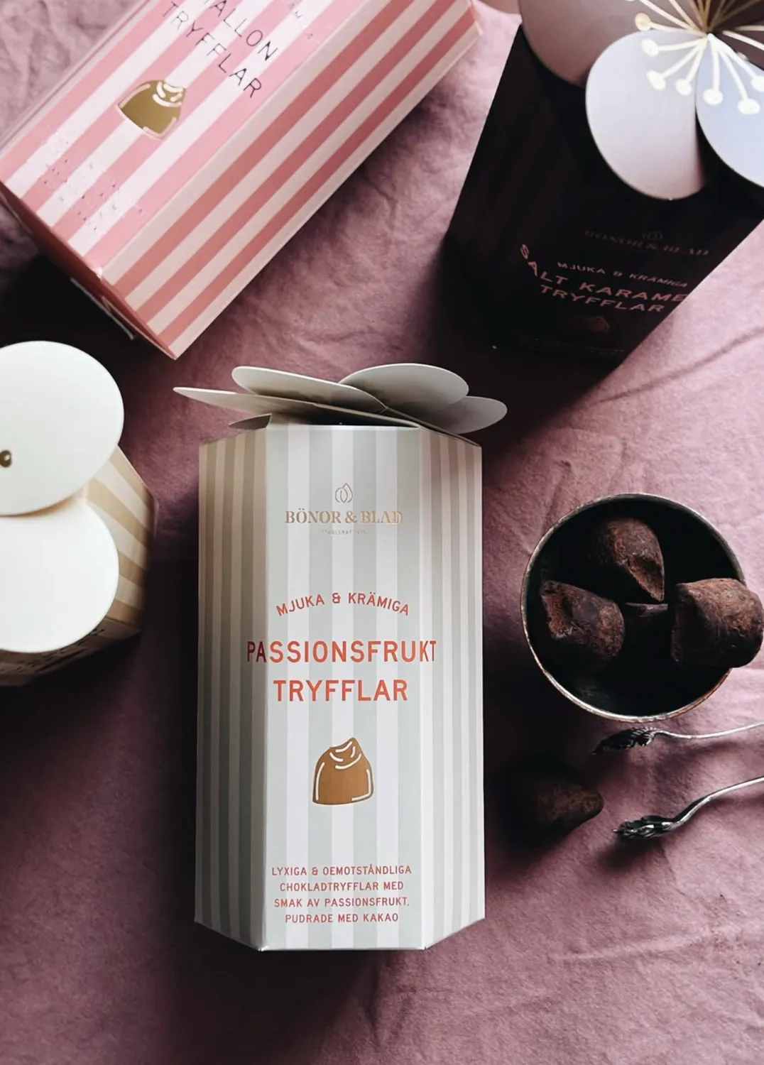 Bönor & Blad tryfflar passionsfrukt chokladtryffel
