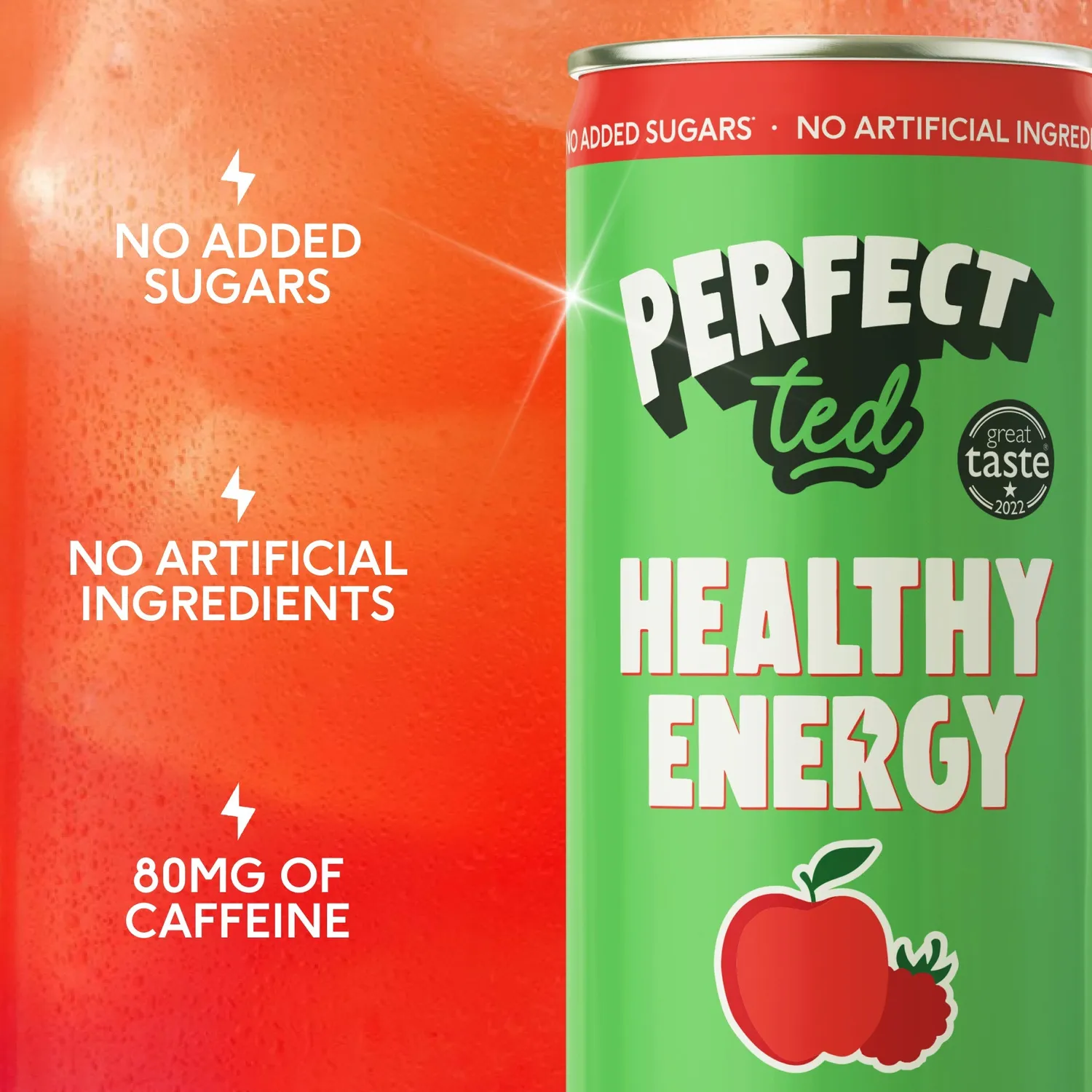 Perfect Ted apple raspberry energidryck 12-pack matcha