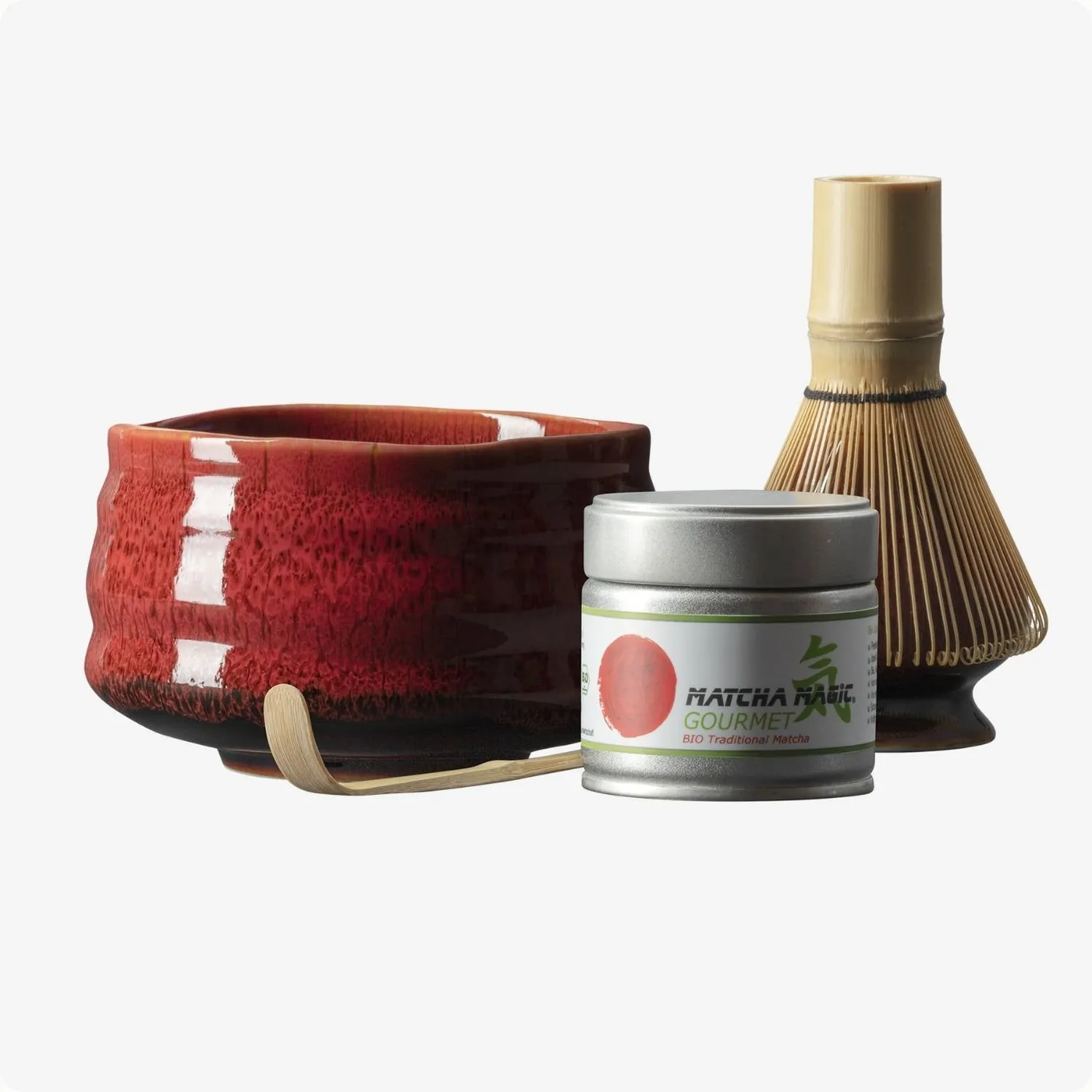 Matcha Magic Shinku matchaset skål visp hållare sked