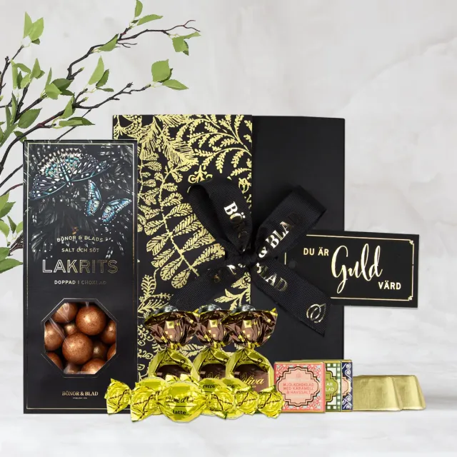 Bönor & Blad Du är guld värd presentask lakrits