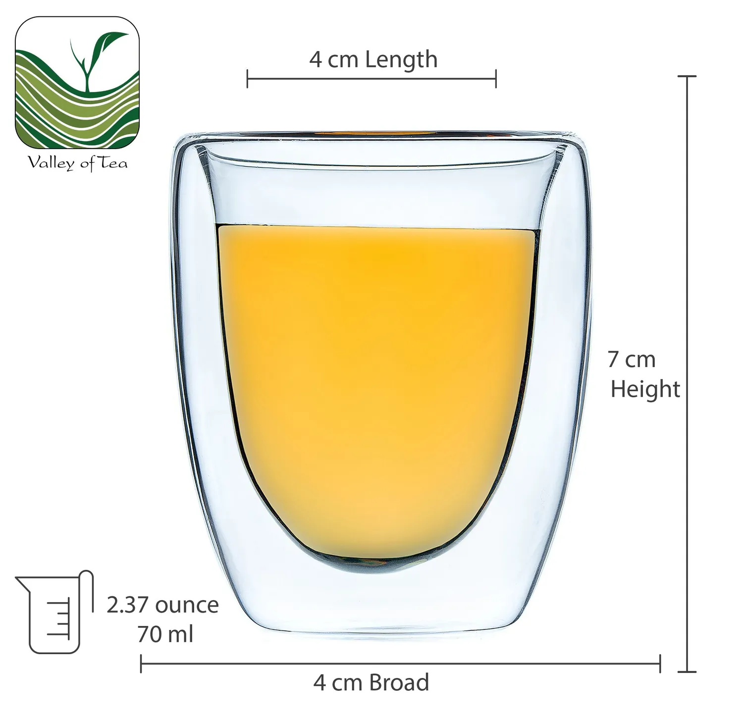 Valley of Tea Teglasav teglas 6-pack dubbelvägg borosilikat