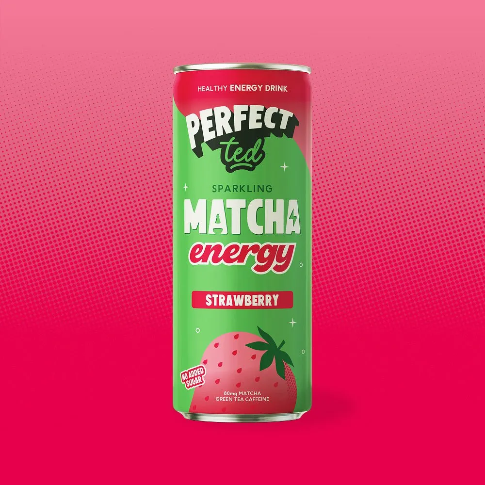 Perfect Ted Strawberry Matcha energidryck 12-pack 80mg koffein