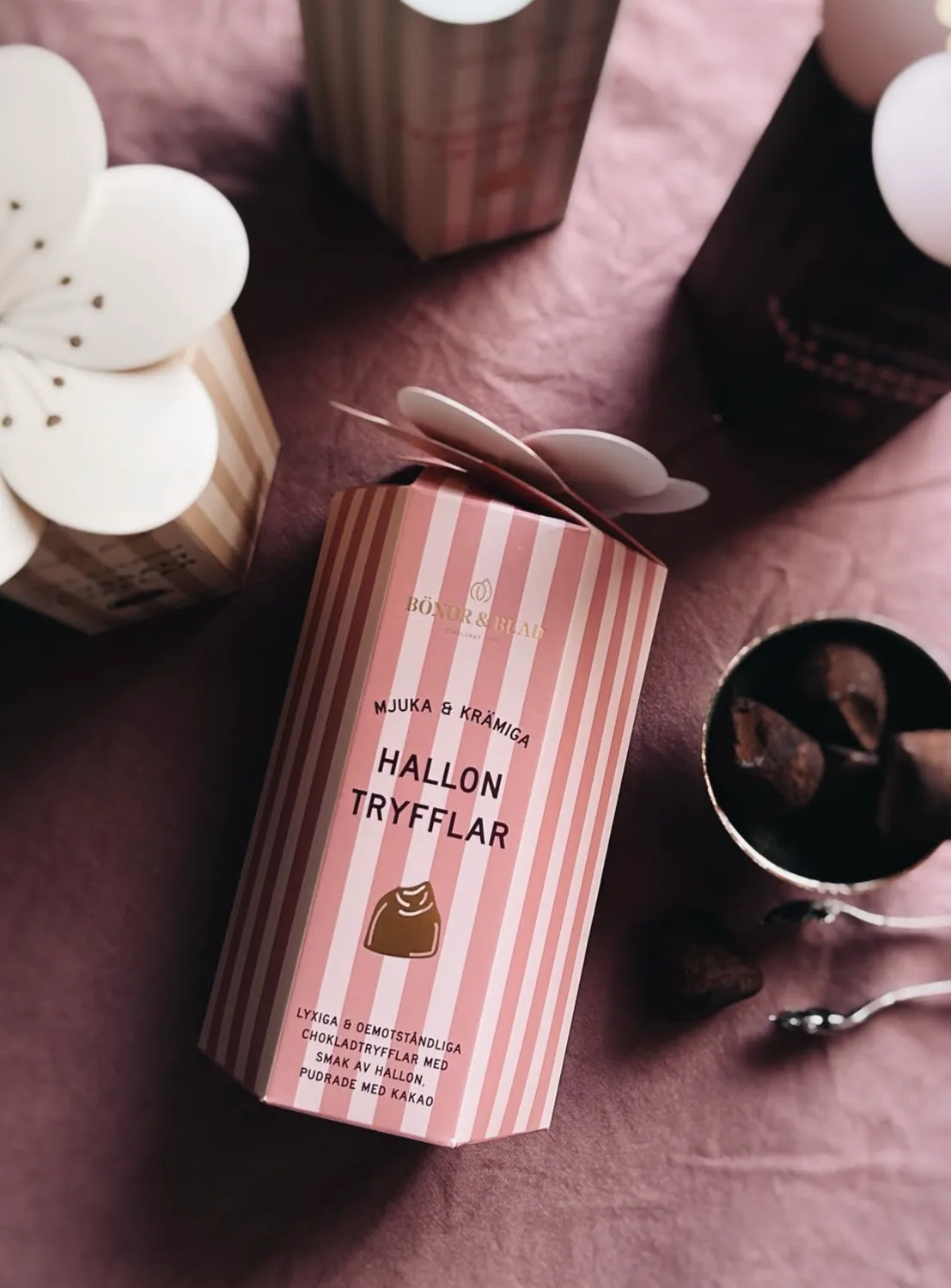 Bönor & Blad Tryfflar choklad hallon ask