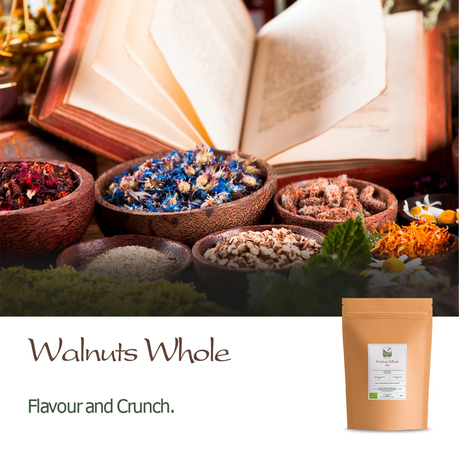 Valley of Tea Valnötter hela 700g ekologiska snack