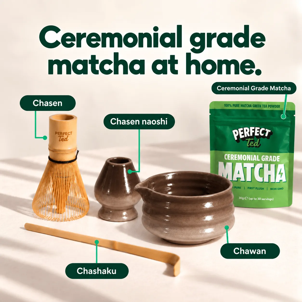 Perfect Ted Brown Matcha Set matchaset skål chasen 30g