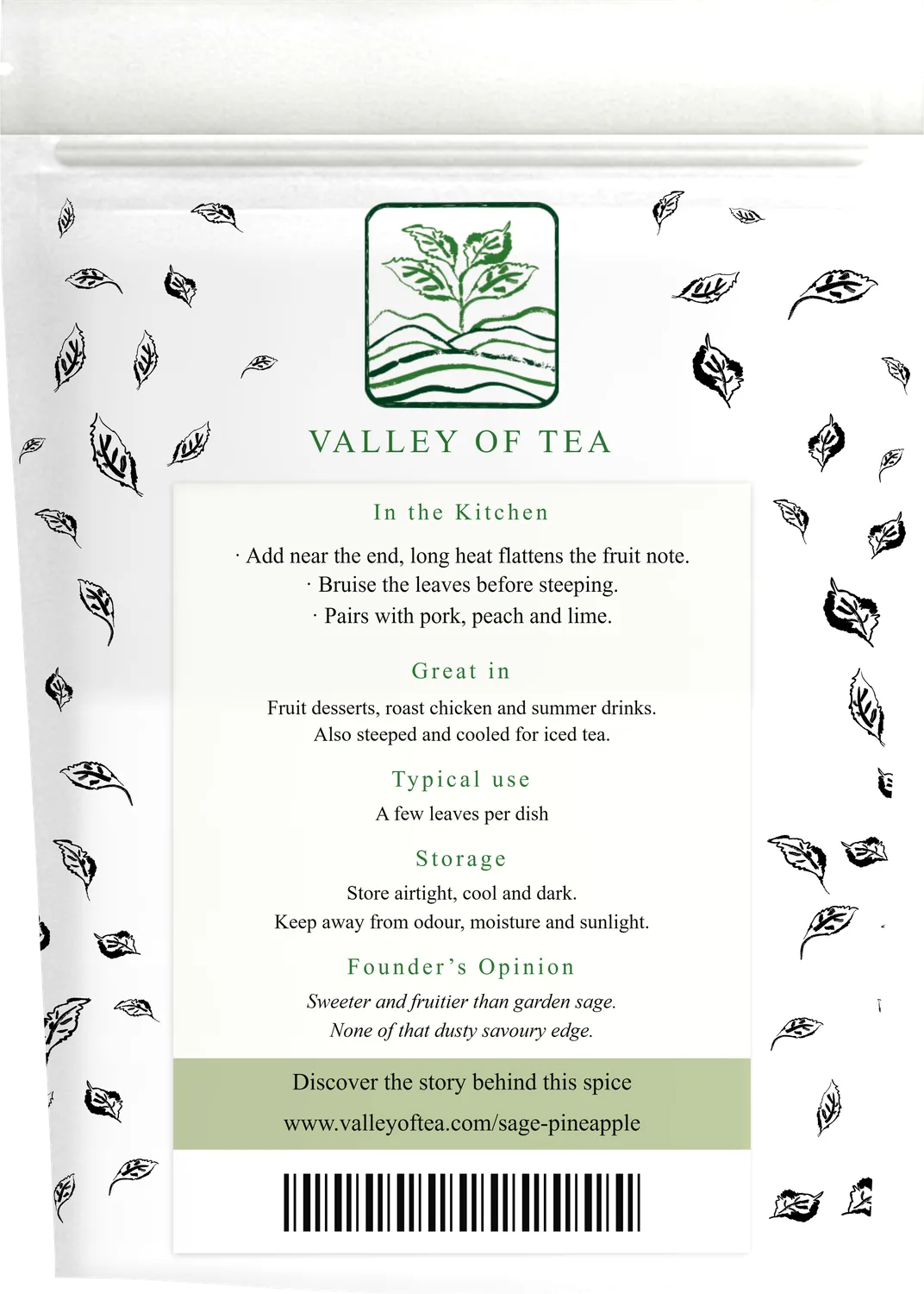 Valley of Tea Ananassalvia örtte lösvikt koffeinfri