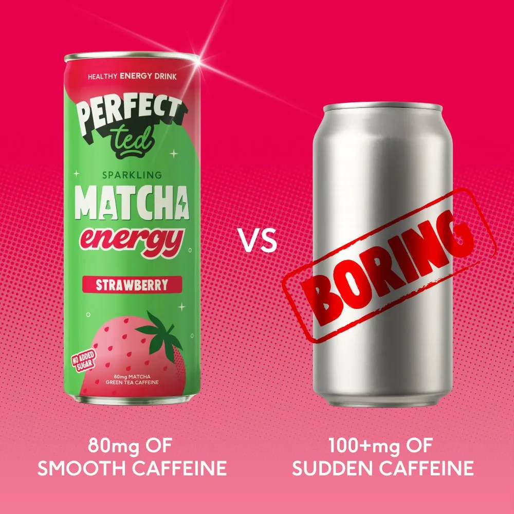 Perfect Ted Strawberry Matcha energidryck 12-pack 80mg koffein
