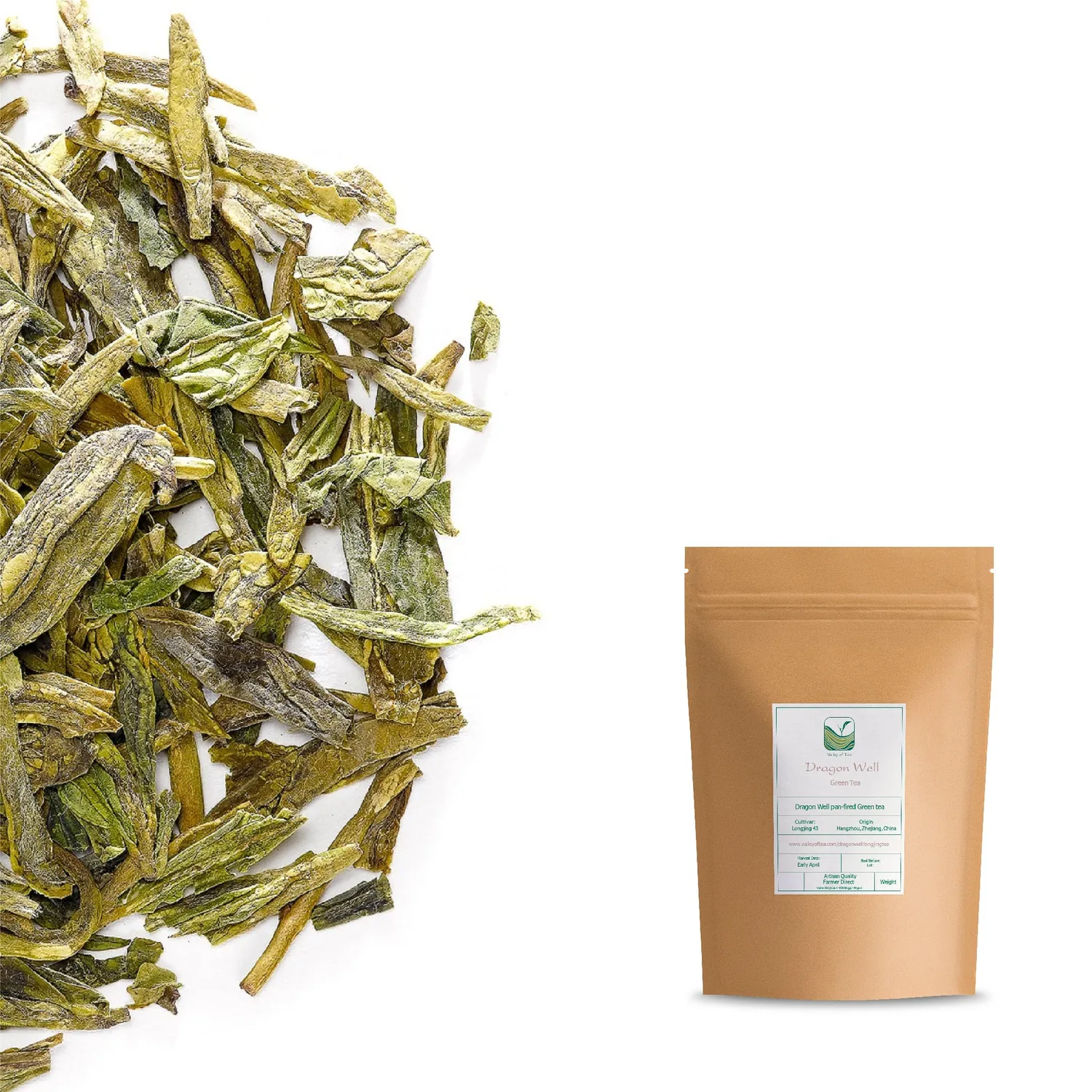 Valley of Tea Dragon Well Longjing grönt te 100g mild