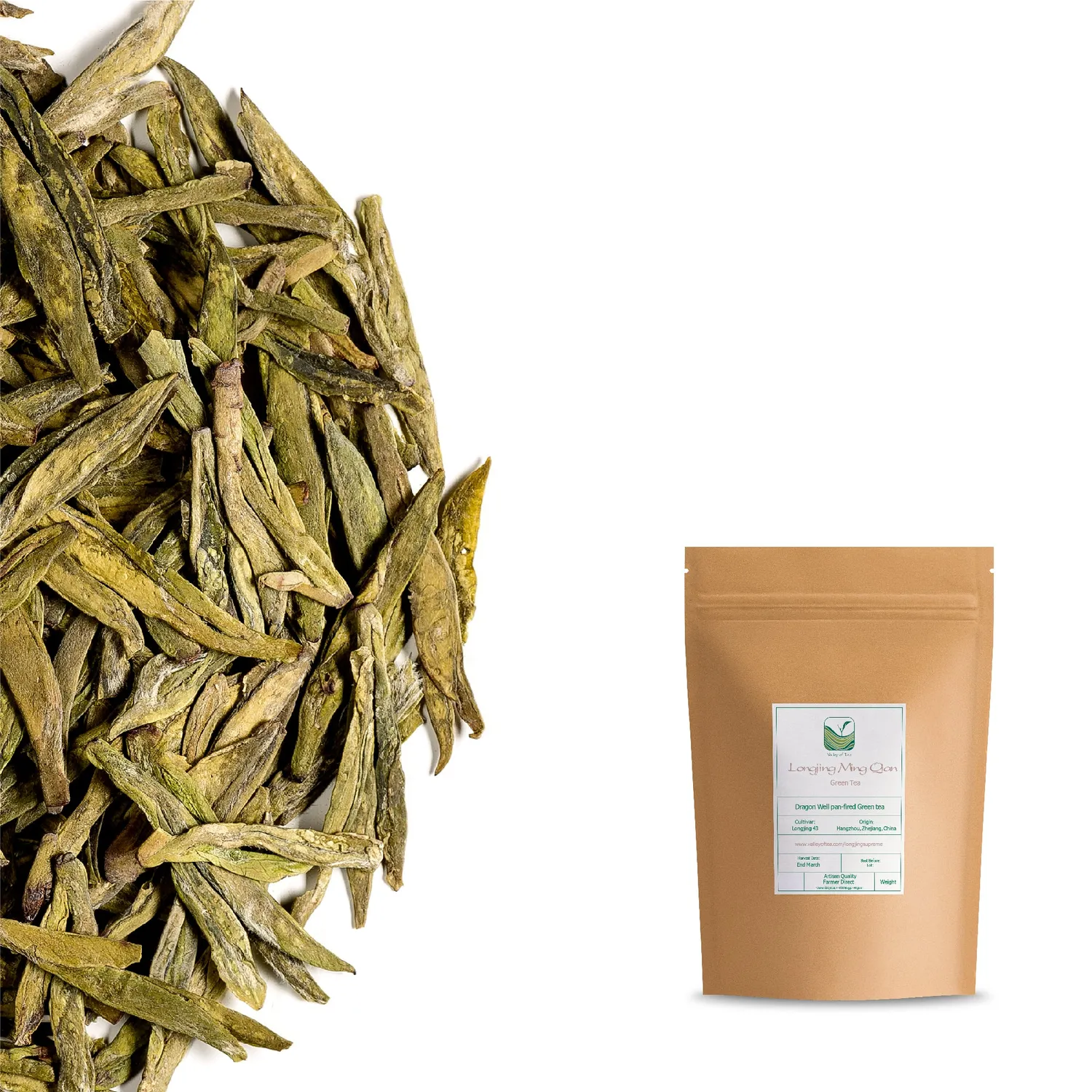 Valley of Tea Longjing Ming Qian grönt te 50g första skörd