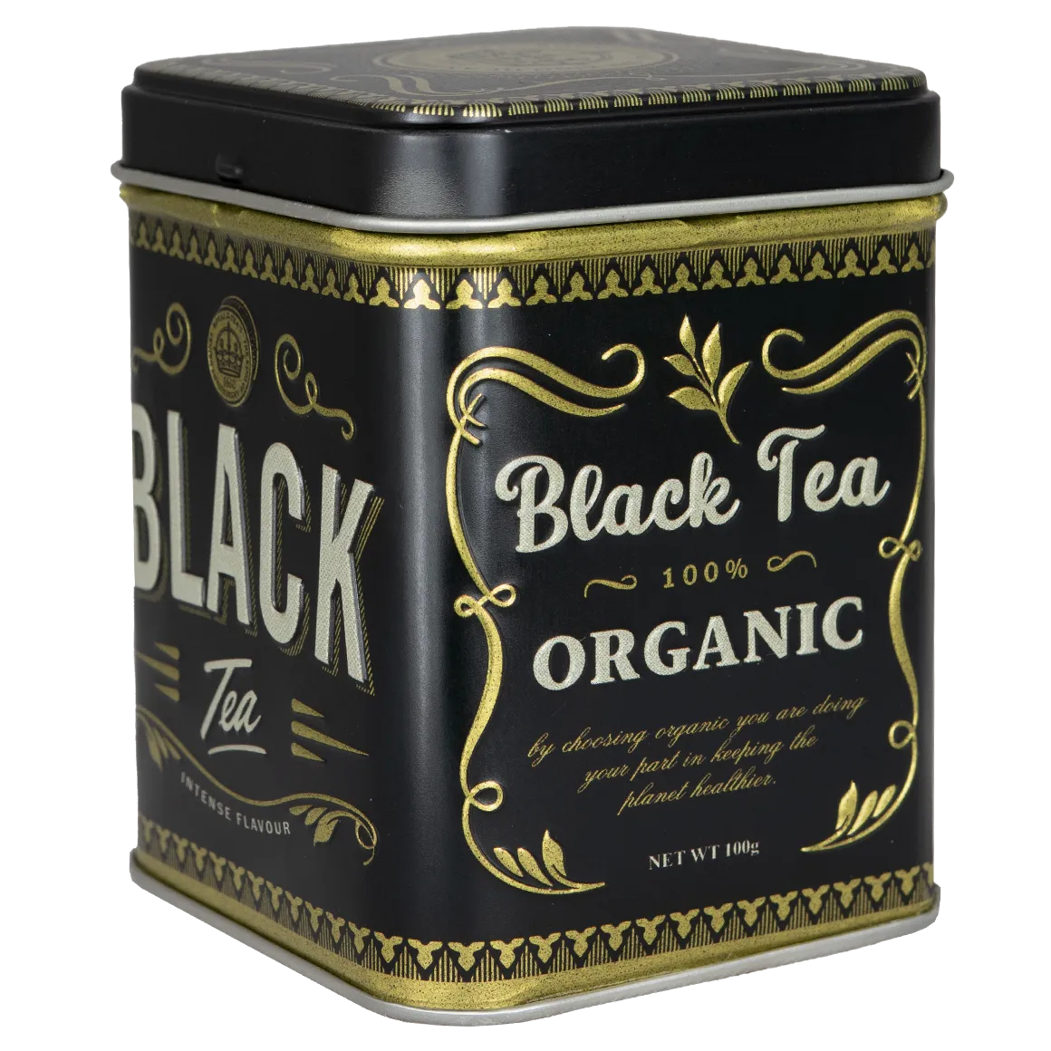 Bönor & Blad Black Tea teburk plåt svart
