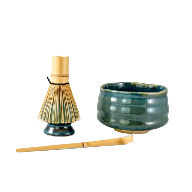 Bönor & Blad matcha set matchaset 4 delar duvblått