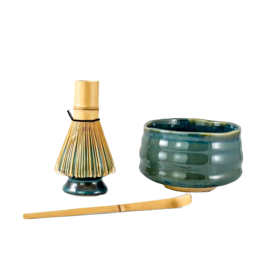 Bönor & Blad matcha set matchaset 4 delar duvblått