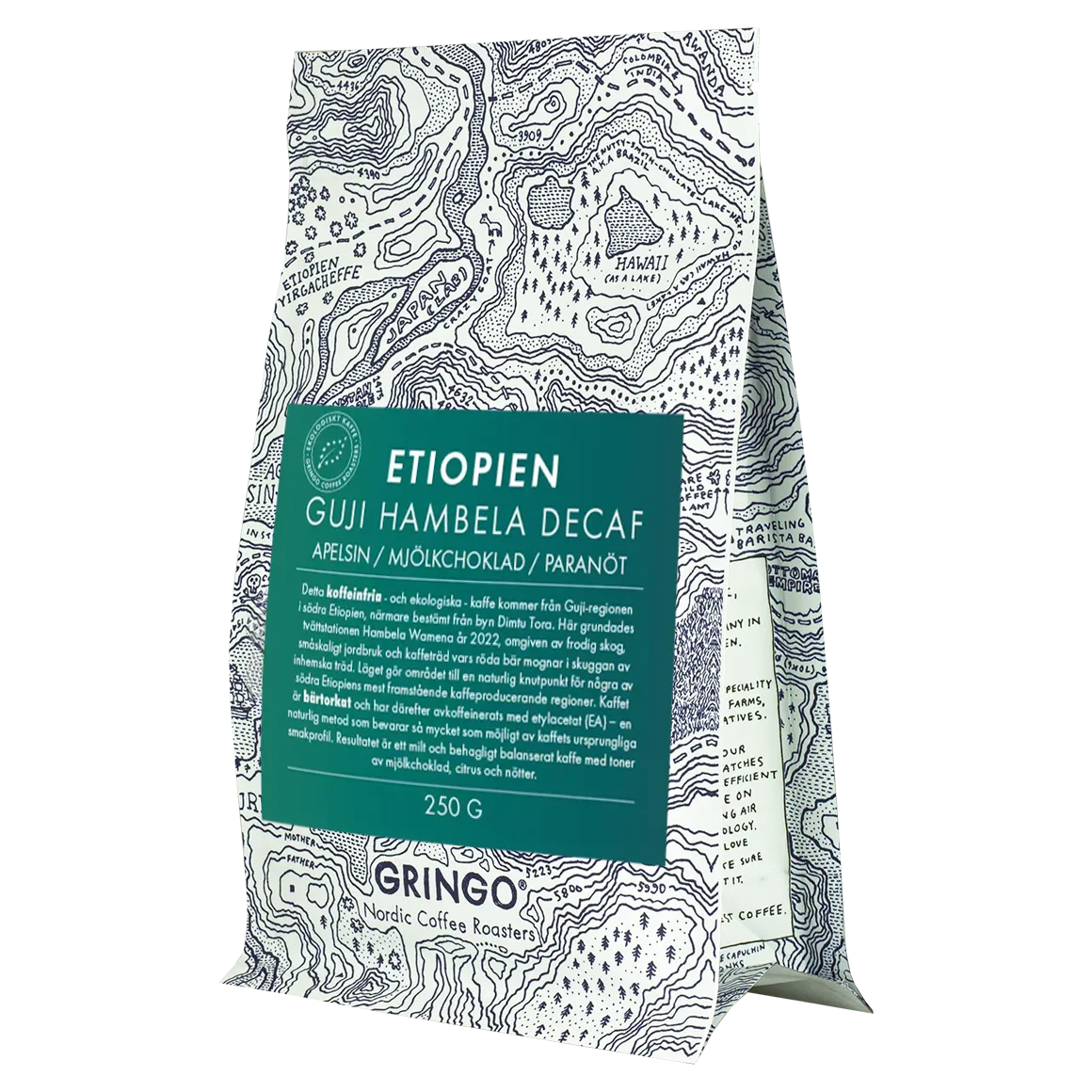 Gringo Etiopien Guiju Hambela Decaf koffeinfritt kaffe 250g