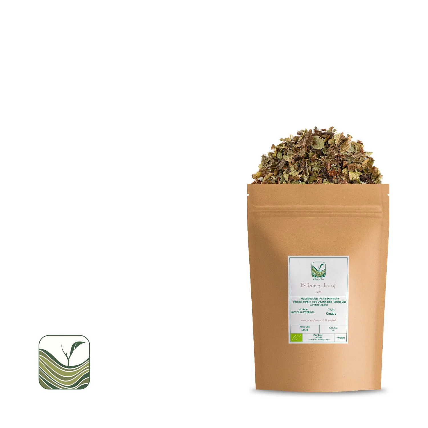 Valley of Tea Blåbärsblad örtte 100g mild koffeinfri
