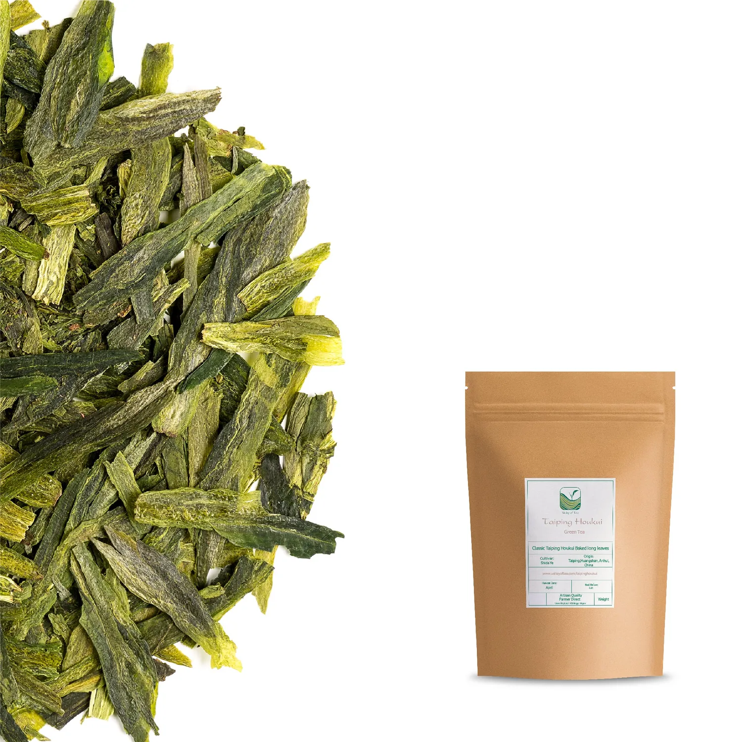 Valley of Tea Taiping Houkui grönt te 100g blommig