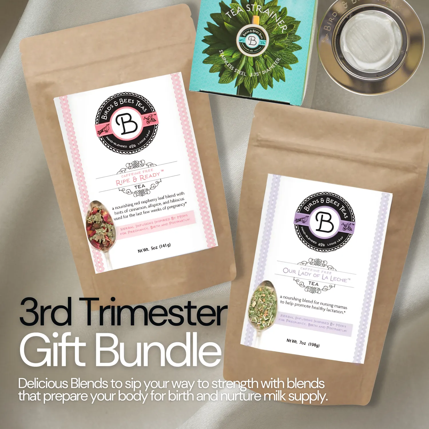 Birds & Bees Tea Trimester Bundle gravidte paket med sil
