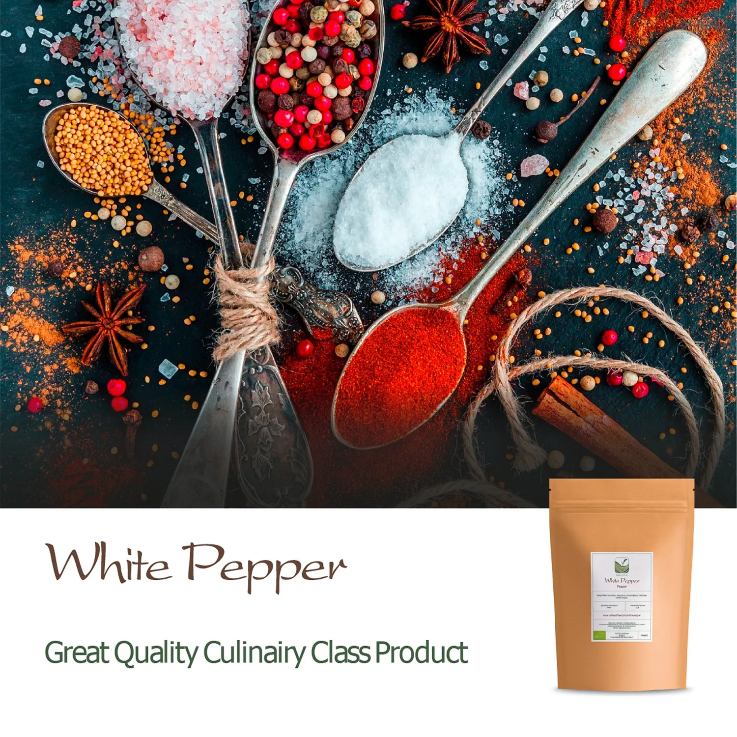 Valley of Tea Vitpeppar krydda 100 g mild