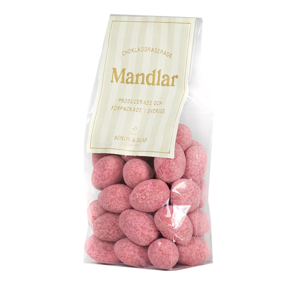 Bönor & Blad Jordgubbsmandel i vit choklad mandlar