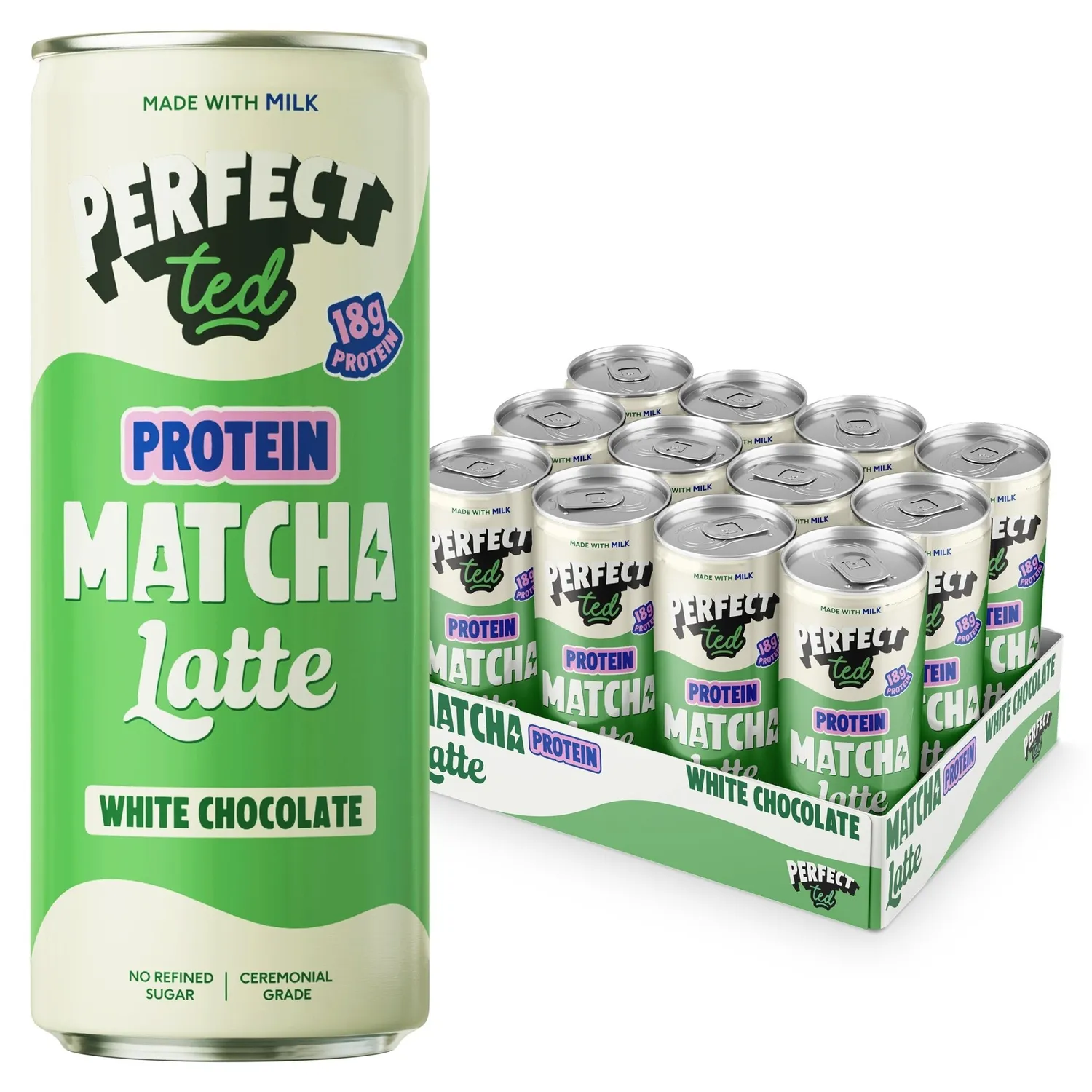 Perfect Ted Protein Matcha Latte vit choklad 12-pack 18g protein