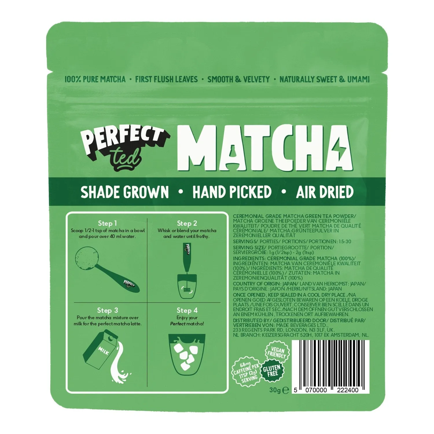 Perfect Ted Ceremonial Matcha pulver 30g – klar smak