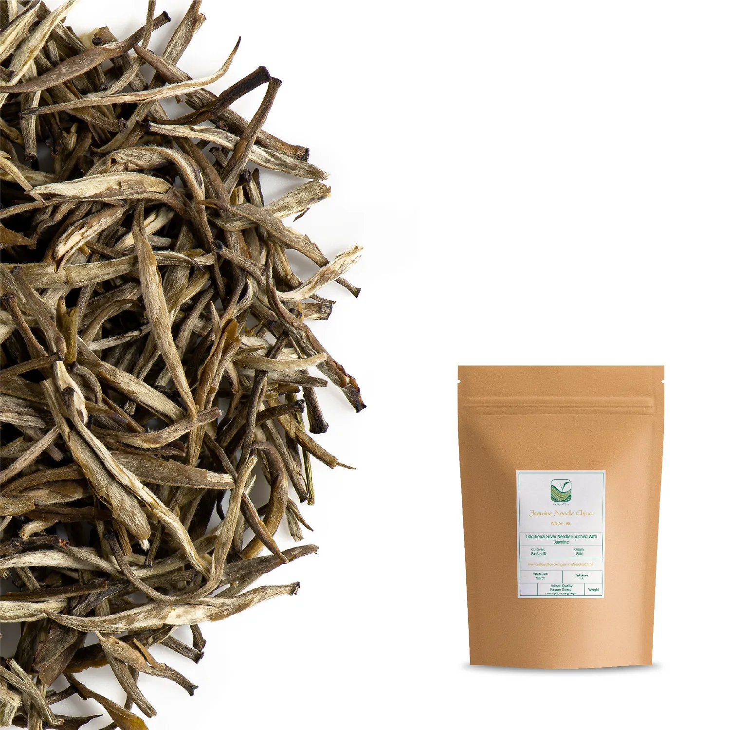 Valley of Tea Jasminnål Kina vitt te 50g jasmin